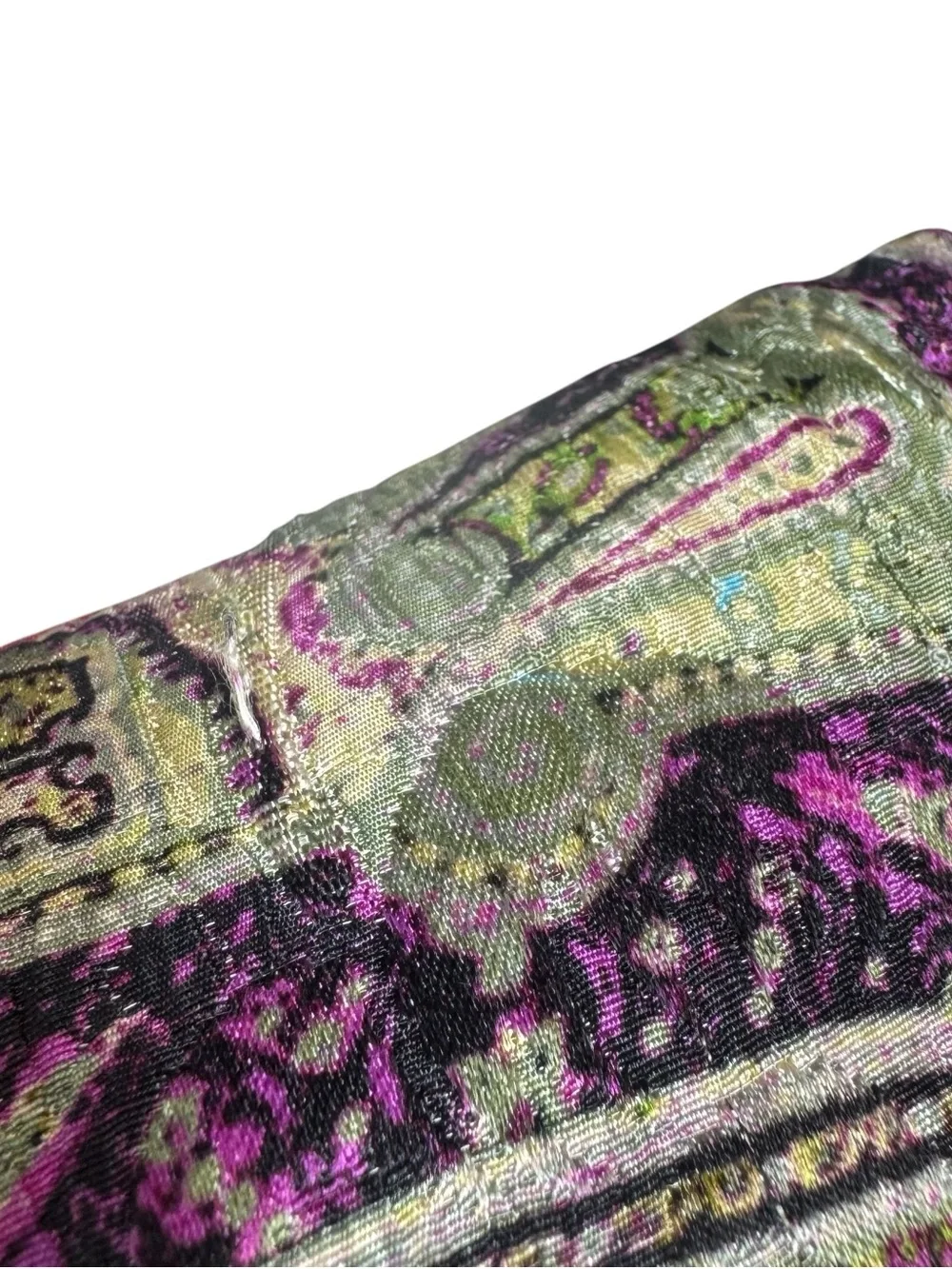 Set Of 2 ETRO Silk Throw Pillows 14x9 Red Pink Green Paisley Floral Designer